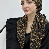 Elegant Black & White printed head scarf,