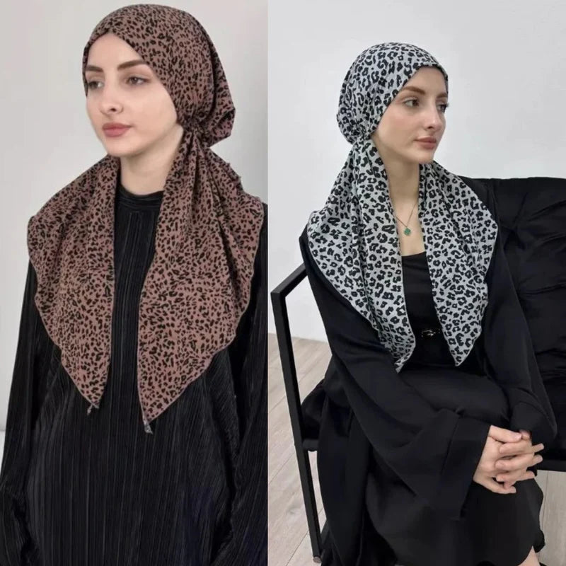 Elegant Black & White printed head scarf,