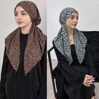 Elegant Black & White printed head scarf,