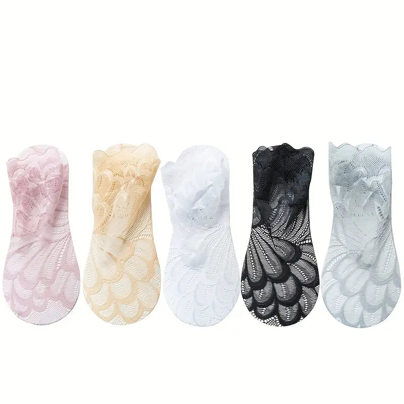 Women'S Lace Floral Mesh Ankle Socks