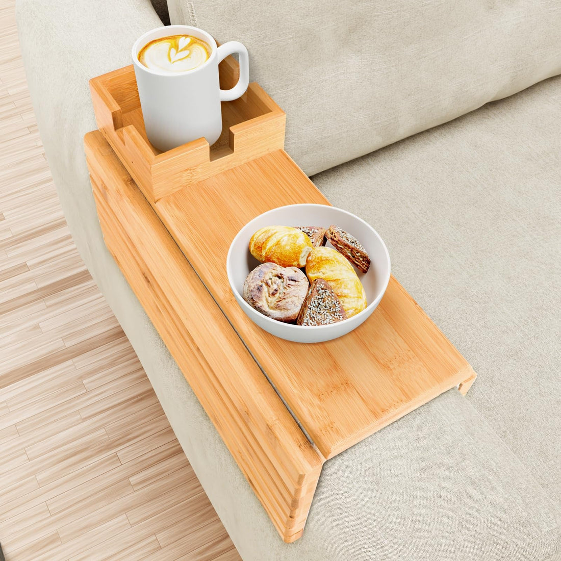 Bamboo Cup Holder Foldable Tray