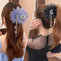 Mesh Bow Sequins Hair Claw