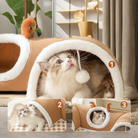 Soft Warm Cushion Indoor Cat Playing Tunnel Bed