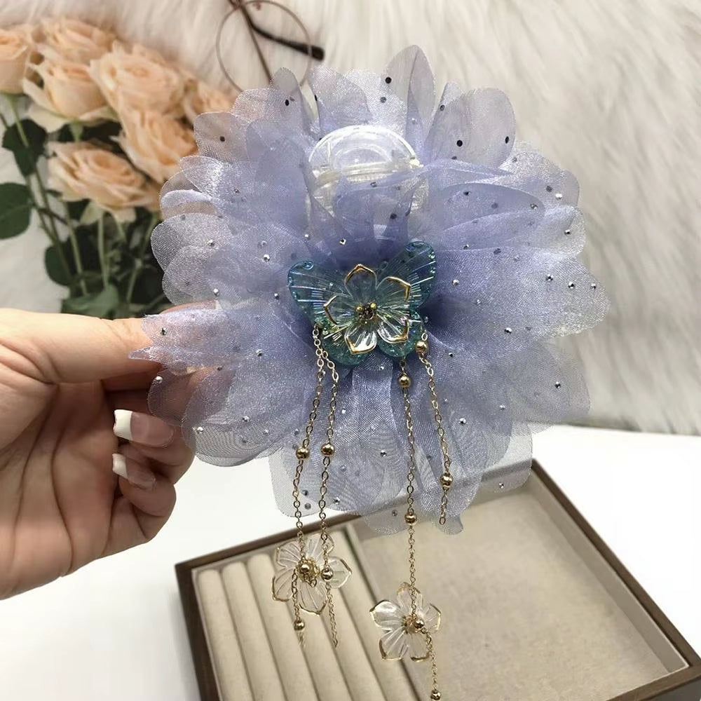 Mesh Bow Sequins Hair Claw