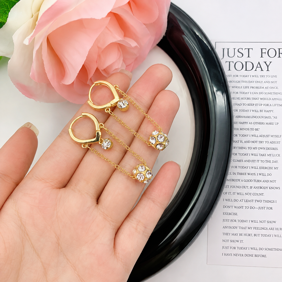 Crystal Dangling Bloom Earrings