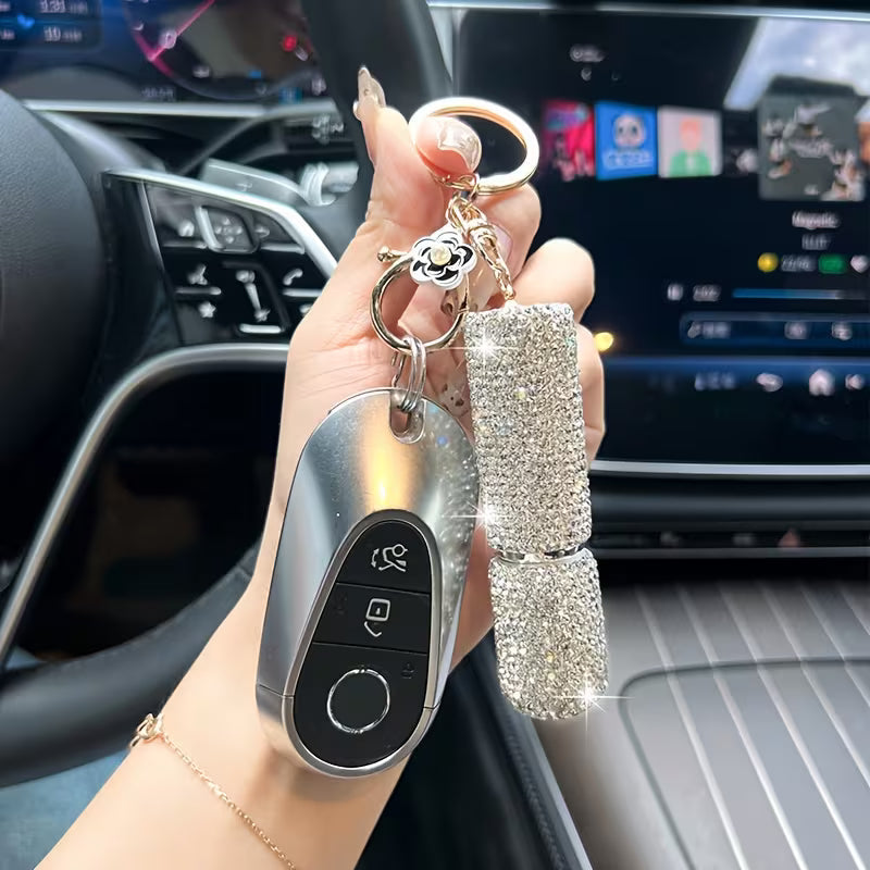 Rhinestone Perfume Bottle Keychains
