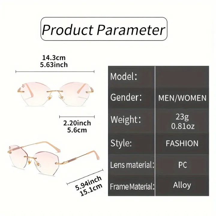 Luxury Rimless Diamond Cut Eyeglasses