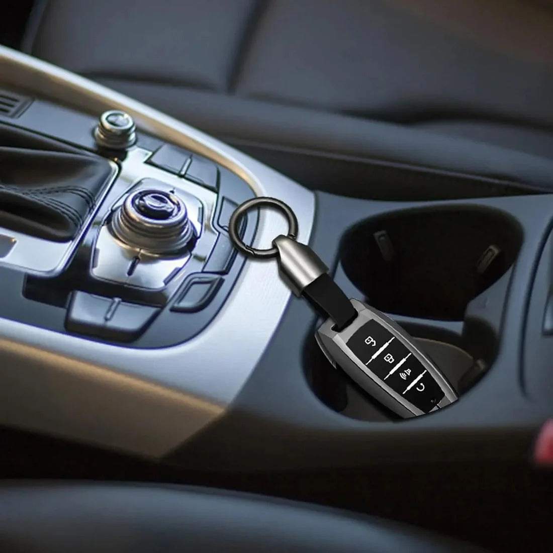 Leather Car Key Chain Ring Clip