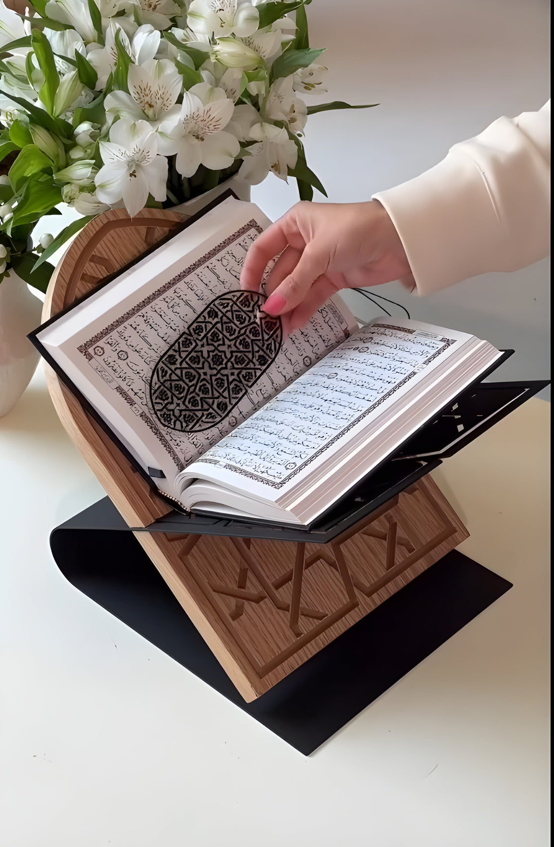 Elegant Wooden Quran Stand