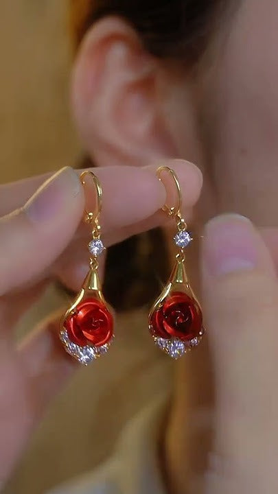 Golden Bloom Rose Earrings