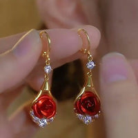Golden Bloom Rose Earrings