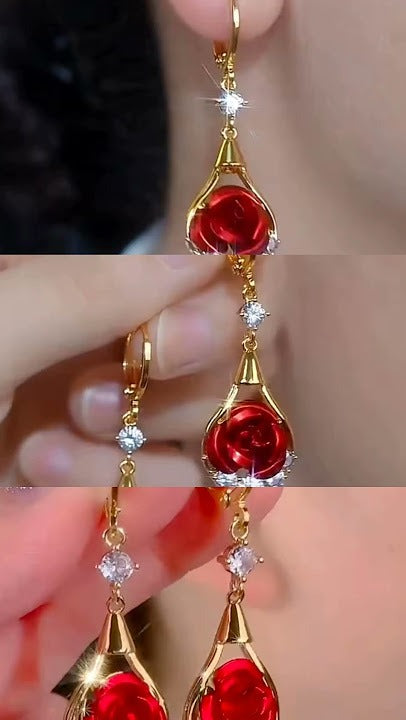 Golden Bloom Rose Earrings