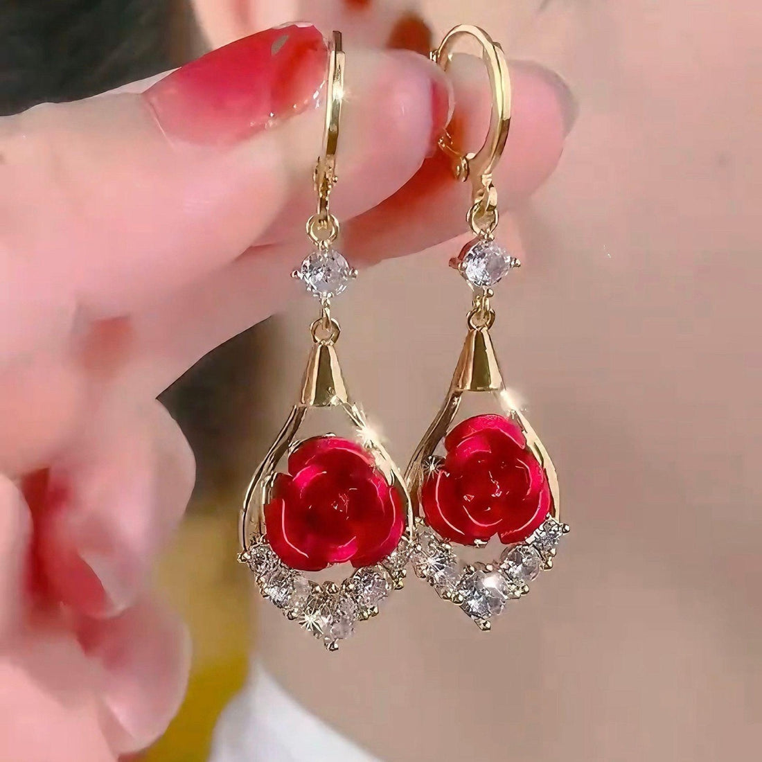 Golden Bloom Rose Earrings