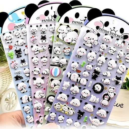 Cute Panda 3D Sticker Sheet