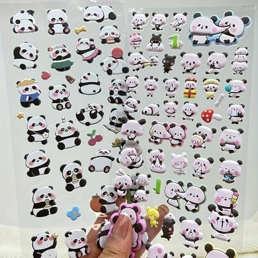 Cute Panda 3D Sticker Sheet