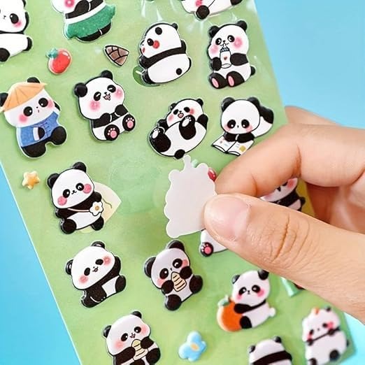 Cute Panda 3D Sticker Sheet