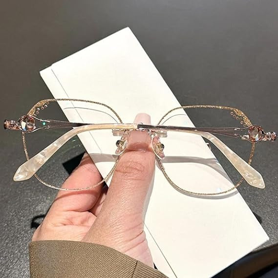 Rose Diamond Rimless Readers Glasses