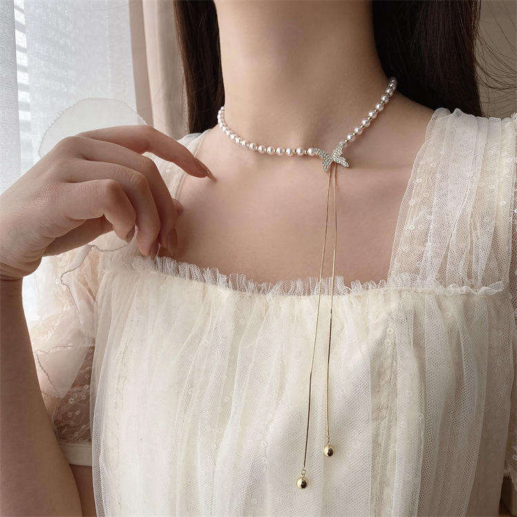 Luxury Butterfly Pearl Chain Necklace